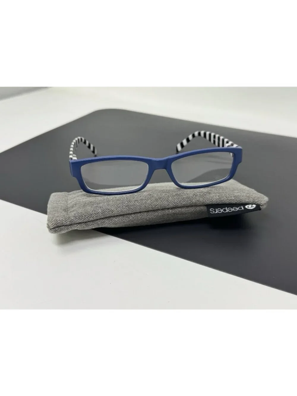 Peepers 272 + 1.25 Reading Glasses Blue W Black & White Temples